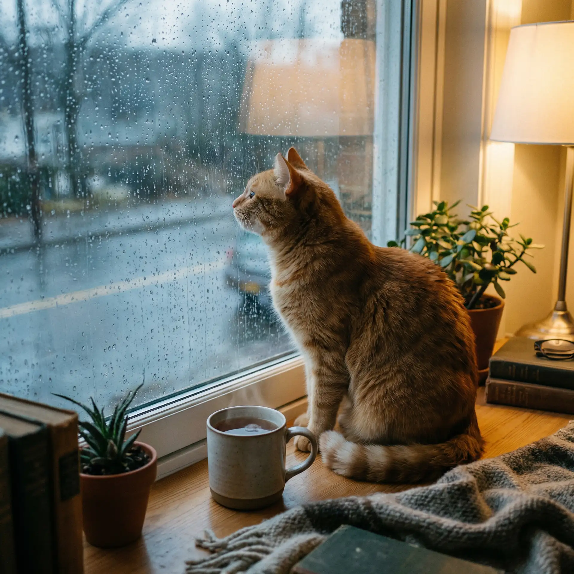 猫咪望着窗外的雨 - 俯首称臣校园HI车
